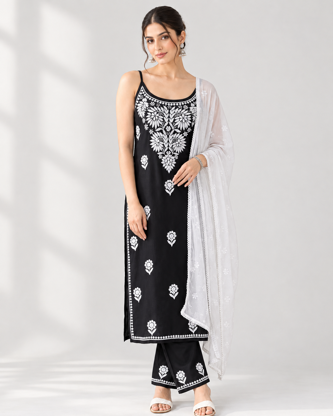 Ziya Black & White Chikankari Set