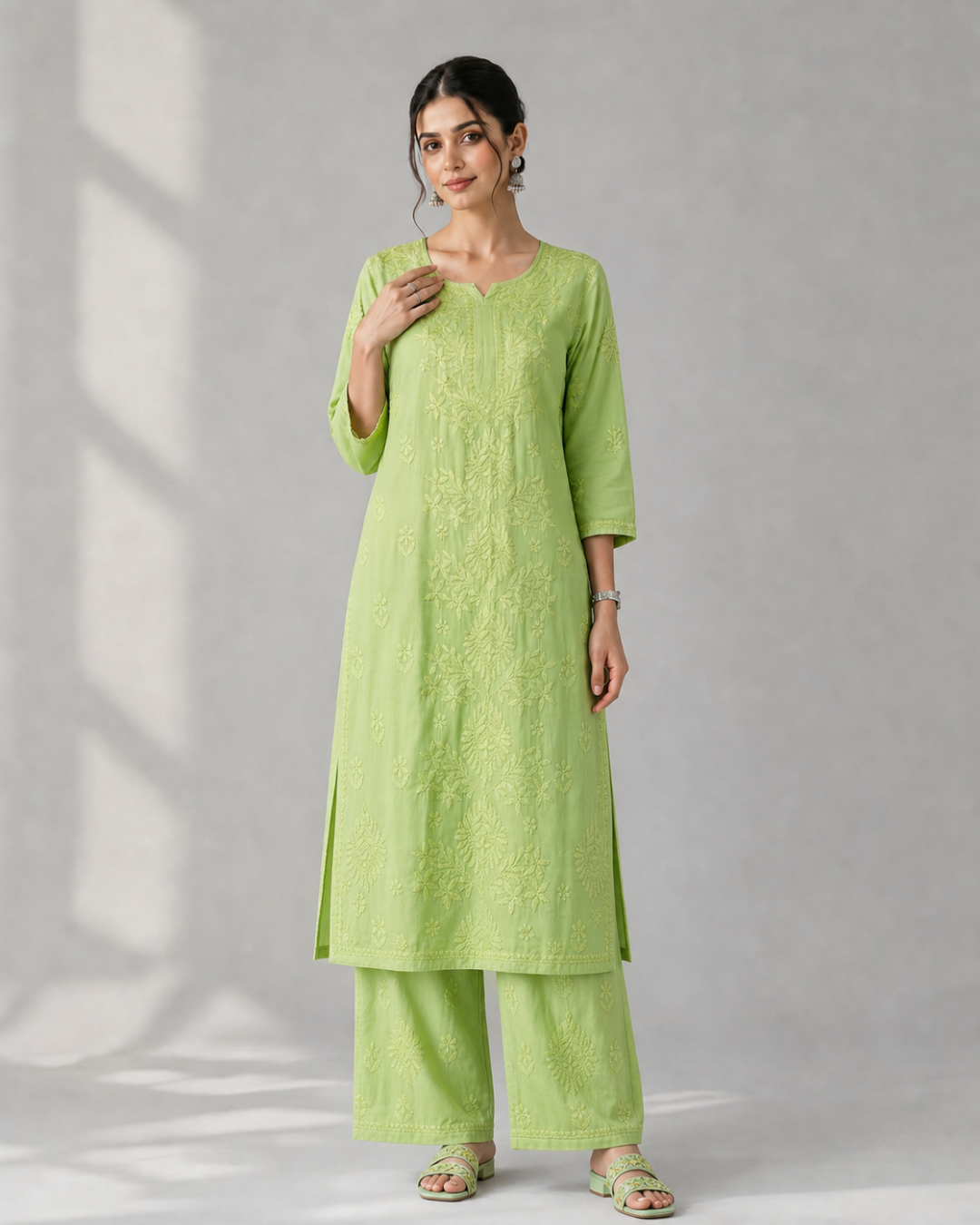 Pista Green Chikankari Co-Ord Set
