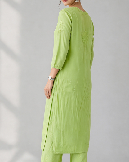 Pista Green Chikankari Co-Ord Set