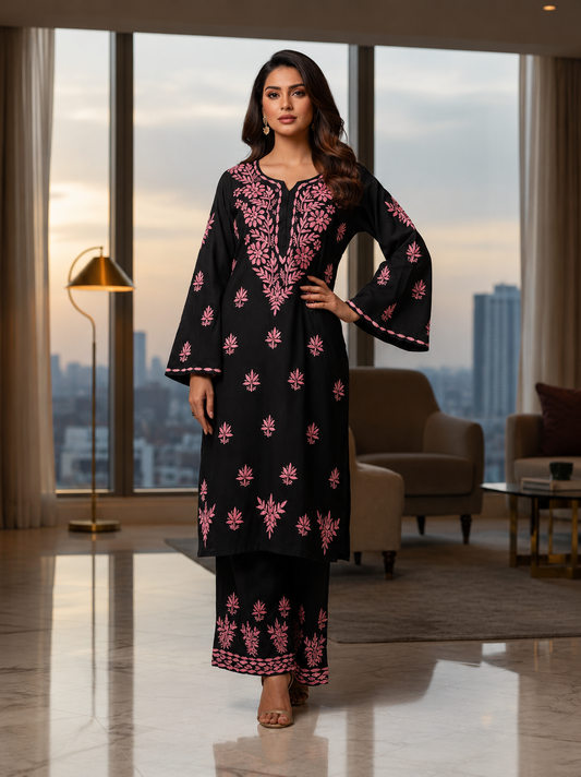 Noor-e-Rose Chikankari Palazzo Set