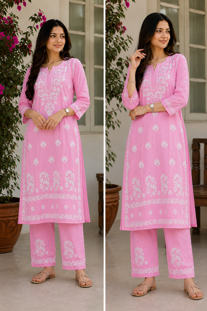 Rosé Noor Chikankari Co-Ord Set