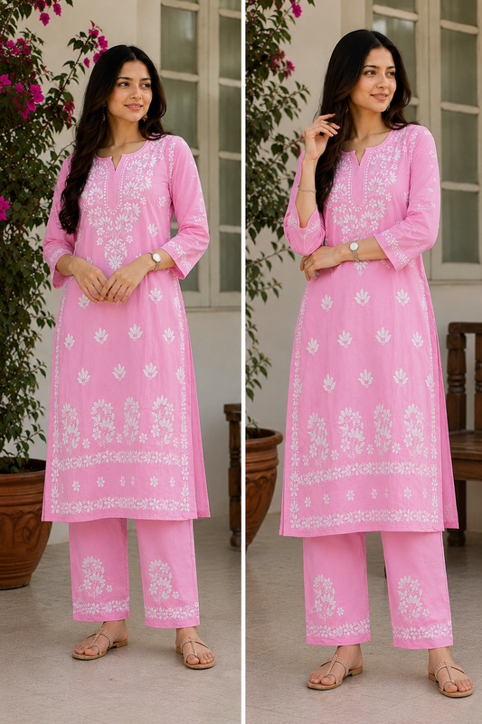 Rosé Noor Chikankari Co-Ord Set