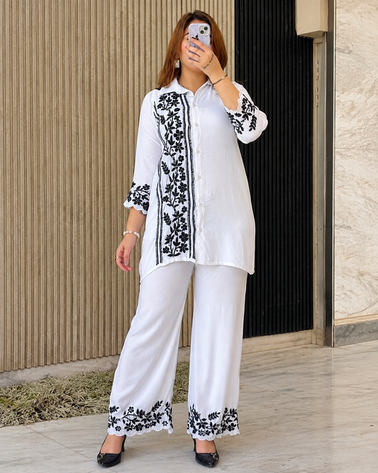 Duoriia Chikankari Boss Co-ord Set