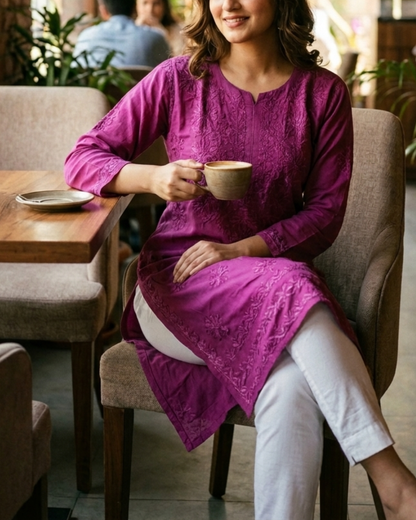 Duoriia Noor Long Chikankari Kurti