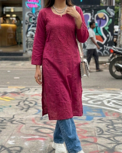 Duoriia Noor Long Chikankari Kurti