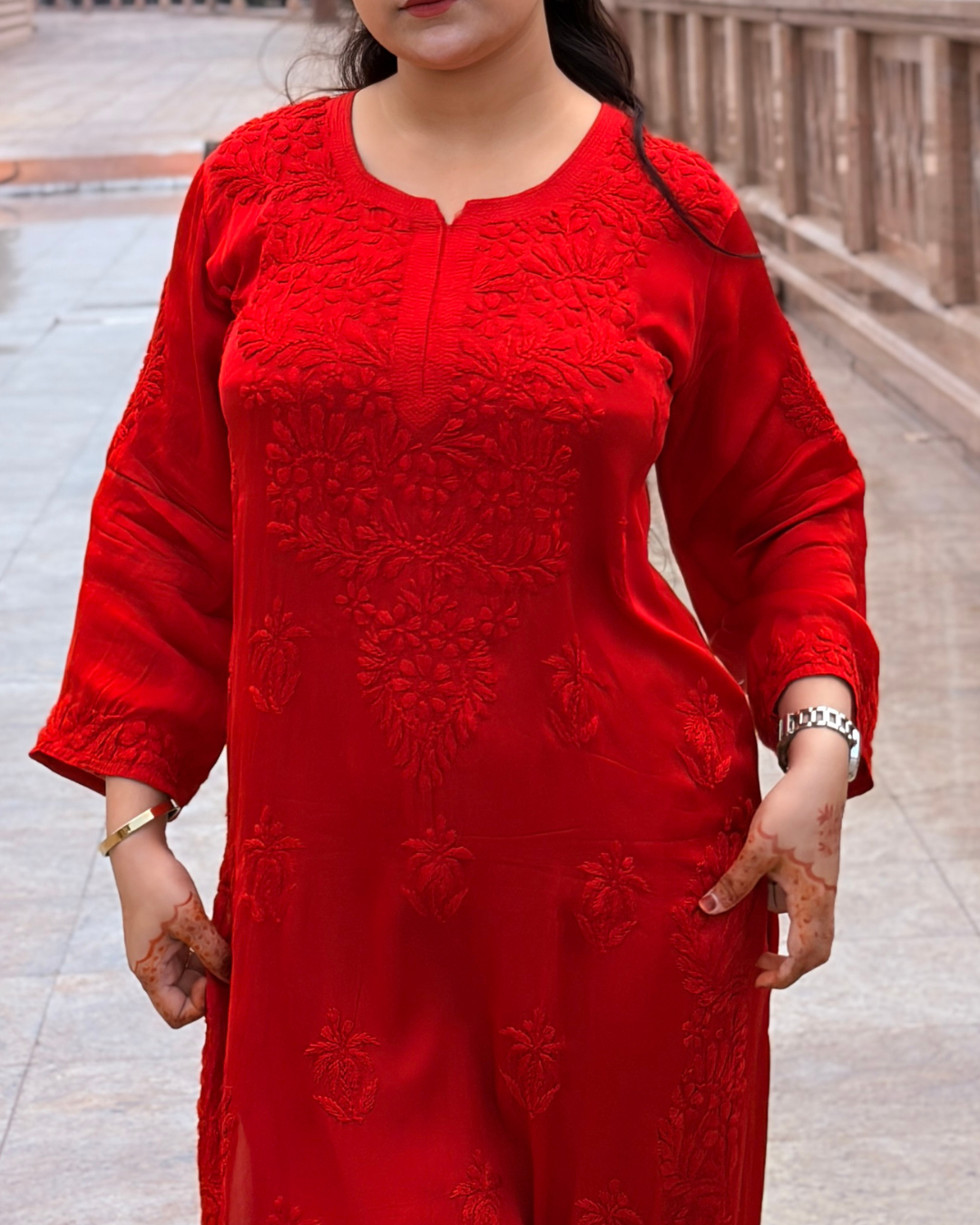 Gulnaar Pure Modal Satin Chikankari Set