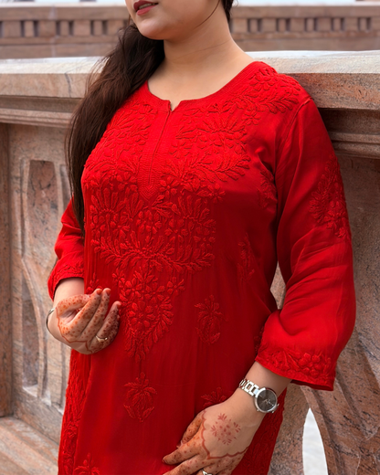 Gulnaar Pure Modal Satin Chikankari Set