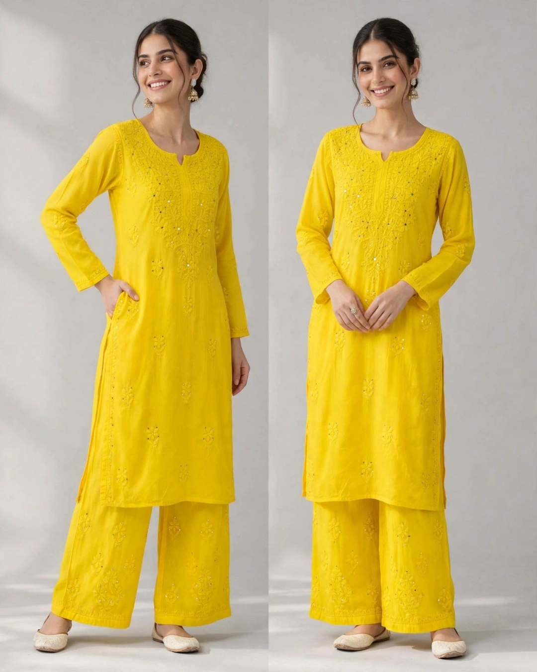 Sunlit Noor Chikankari Set