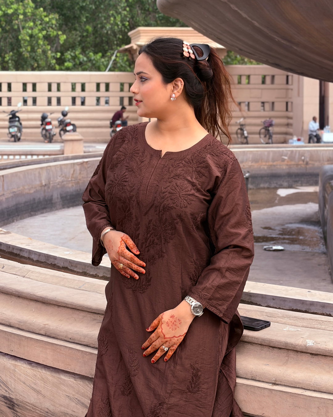 Noor Chanderi Chikankari Kurta Set