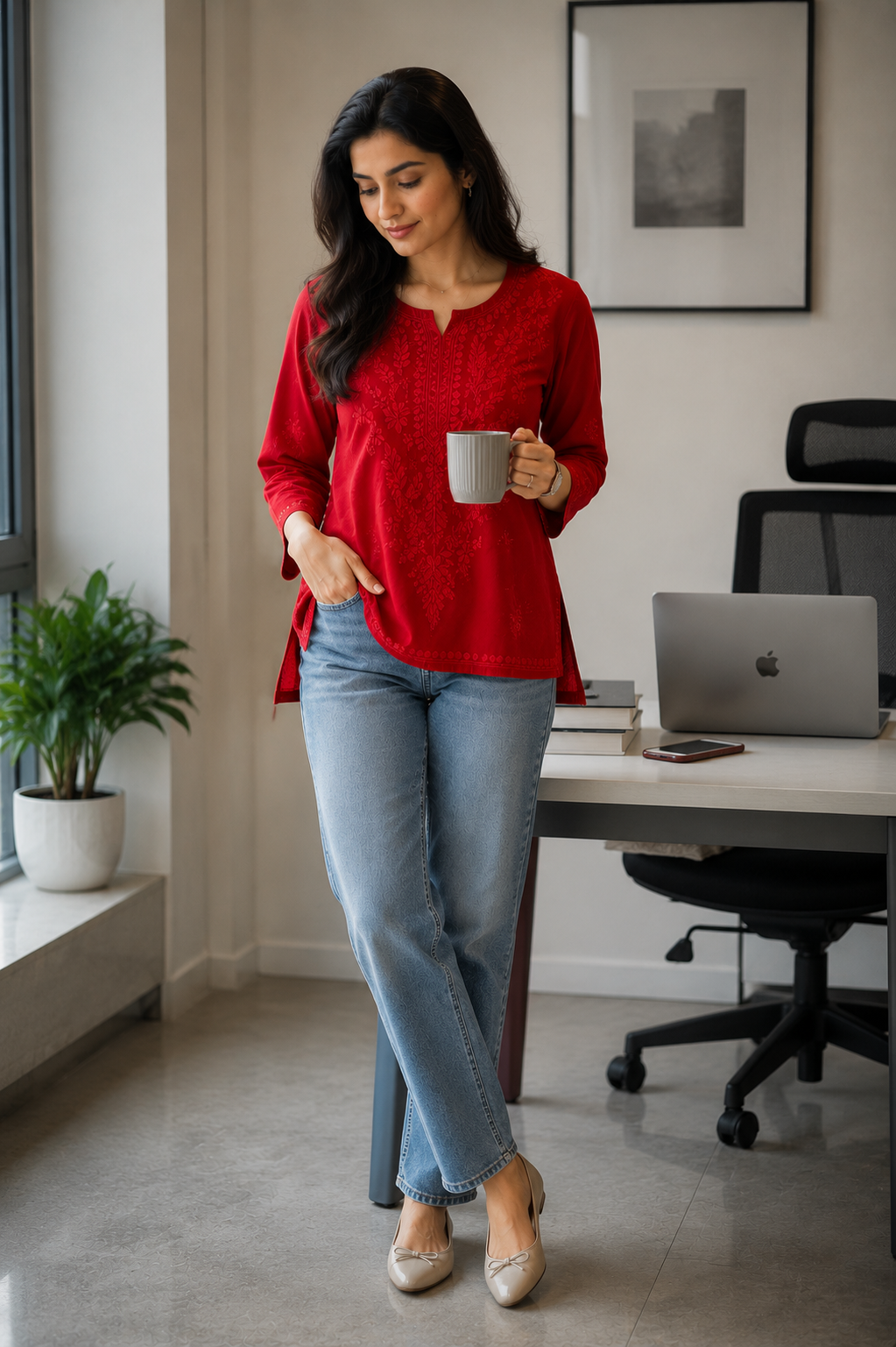 Ruby Bloom Chikankari Short Kurti